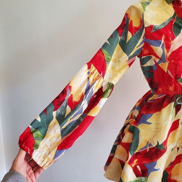 Live 4 Truth A-Line Mini Dress Vibrant Floral Puff Sleeve NEW Party Tropical - Picture 5 of 16